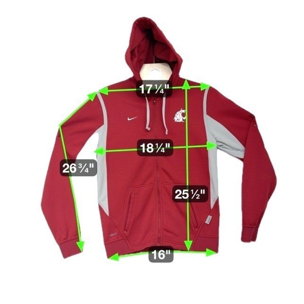 Nike Washington State Cougars Men's S Therma-FIT Full Zip Hoodie Red Gray - Picture 6 of 7